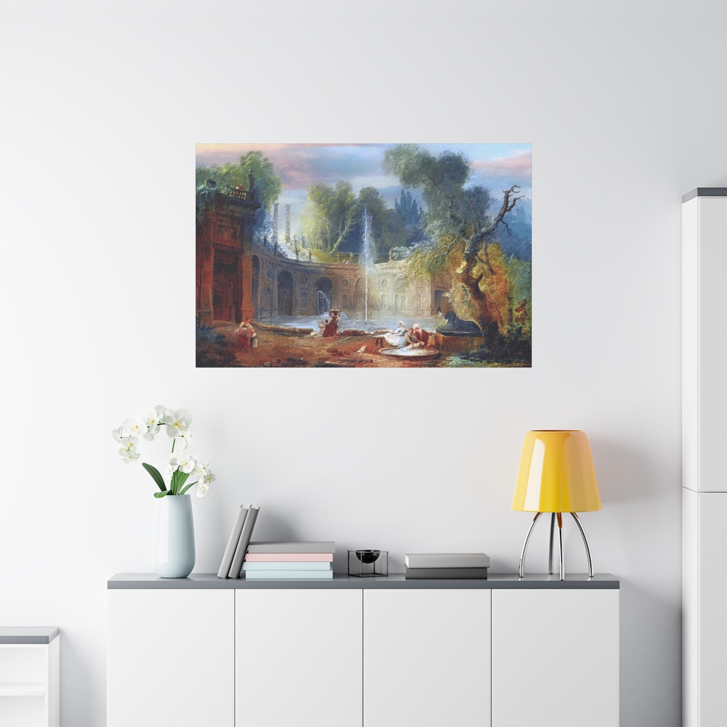 Hubert Robert Replica of The Teatro Delle Acque in the Garden of the Villa Aldobrandini Art Print, Classic Wall Decor