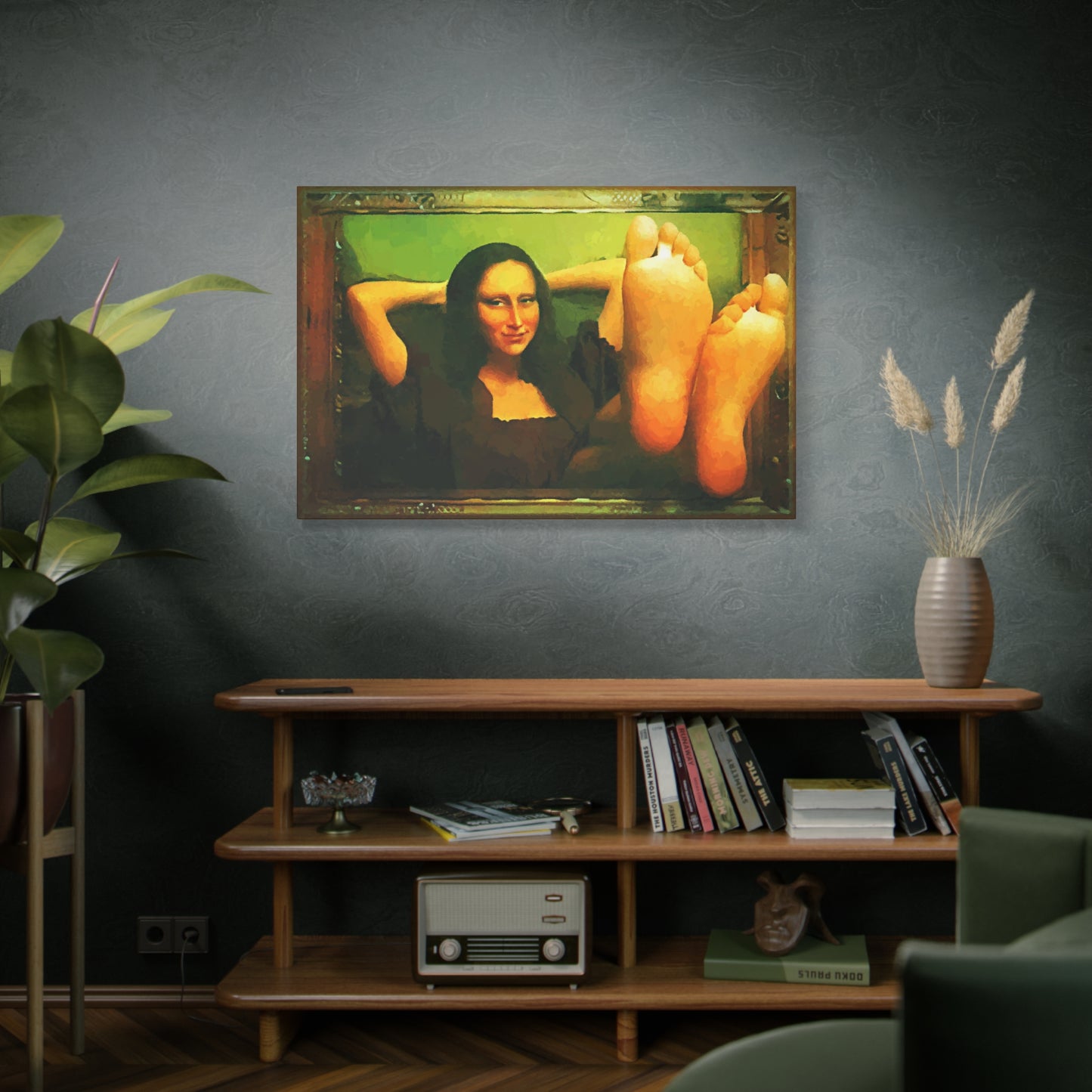 Mona Lisa Funny Wall Art Stretched Canvas da Vinci Abstract Wall Art