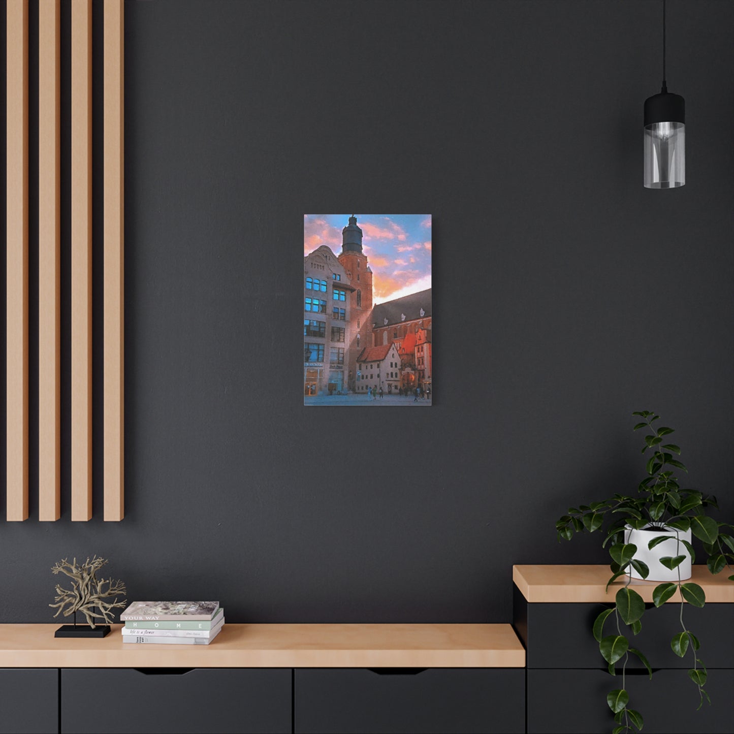 European Cityscape Art Print Stretched Canvas Wall Decor Wroclaw Poland Sky