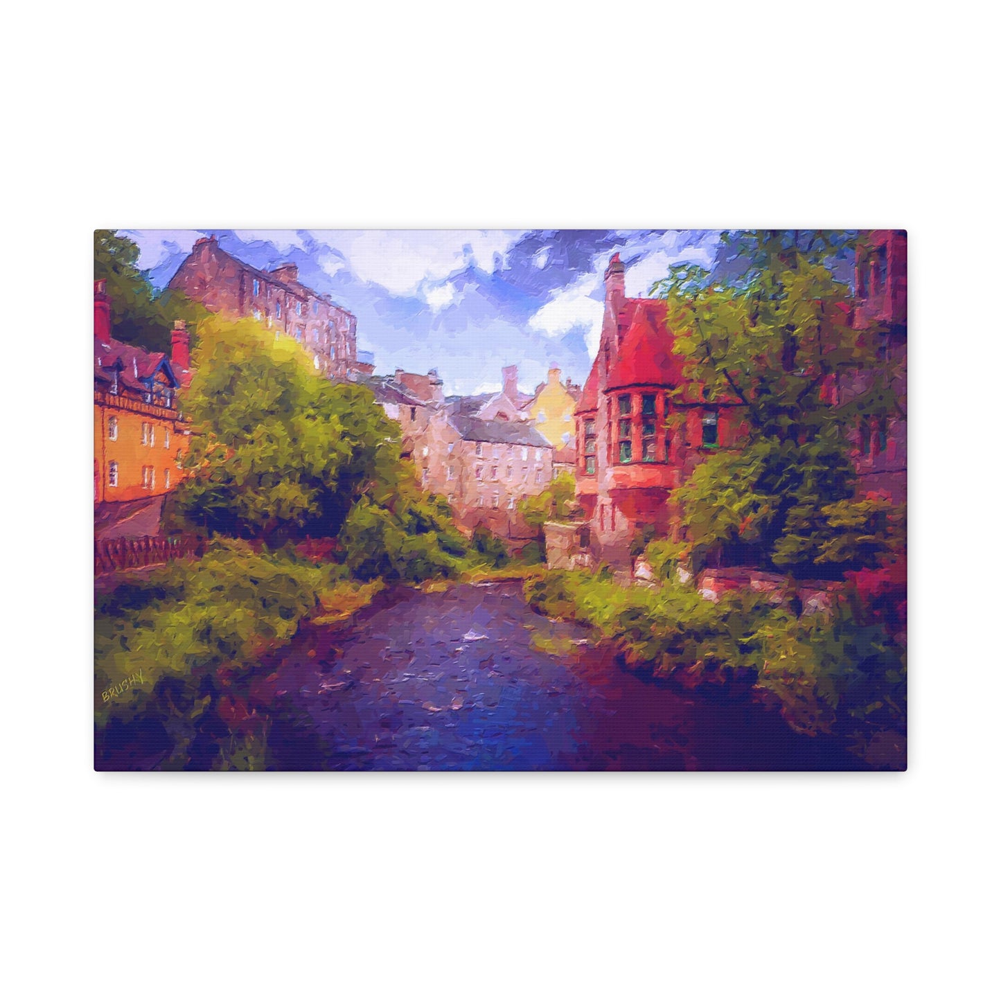 Evening in Edinburgh Scotland  European Cityscape Art Print Stretched Canvas Wall Décor