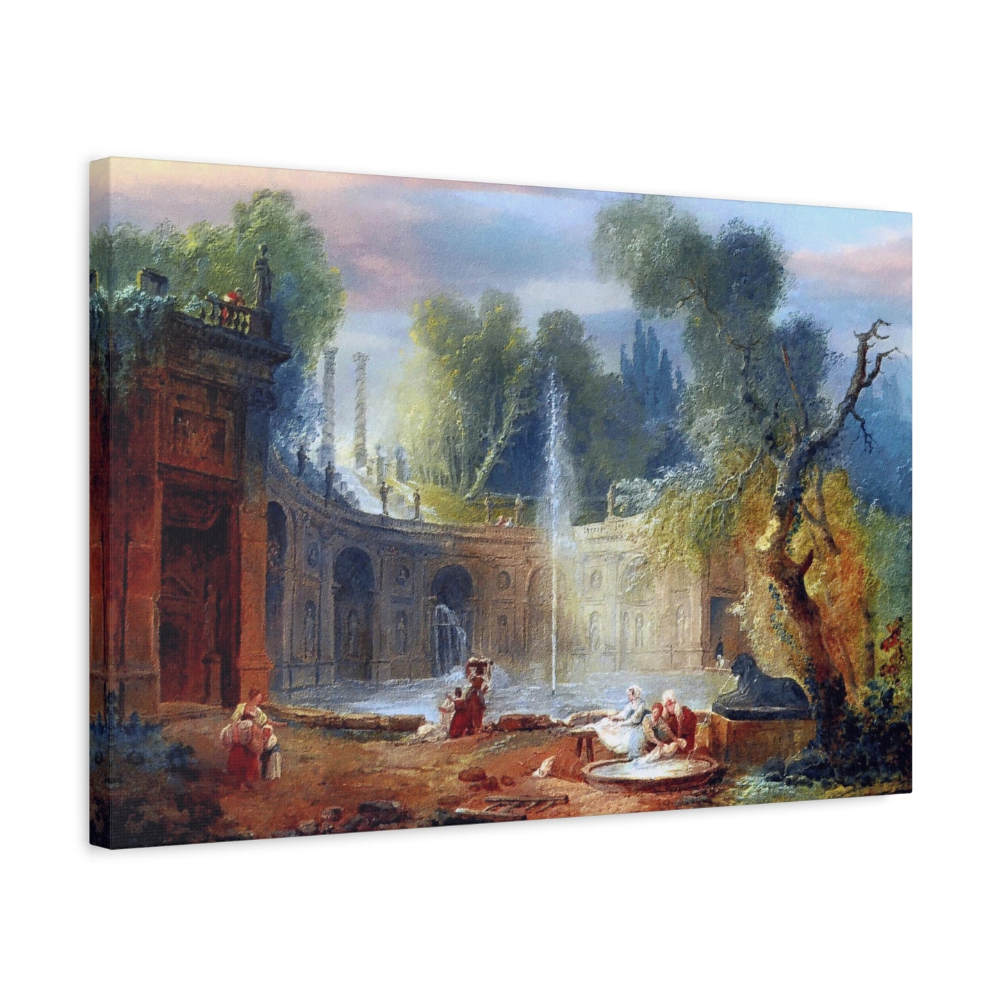 Hubert Robert Replica of The Teatro Delle Acque in the Garden of the Villa Aldobrandini Art Print, Classic Wall Decor