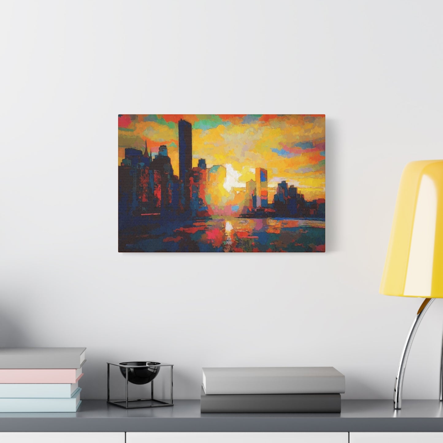 Sunset In A City Art Print, Cityscape Wall Decor