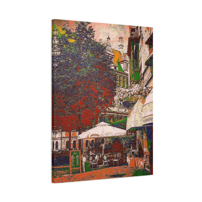 Europe Cityscape Art Print Ghent Belgium Stretched Canvas White Orange Green