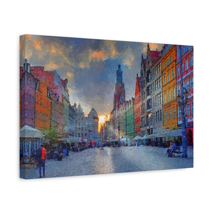 Europe cityscape Art Print Stretched Canvas Wall Art Abstract Wroclaw Poland Sunset