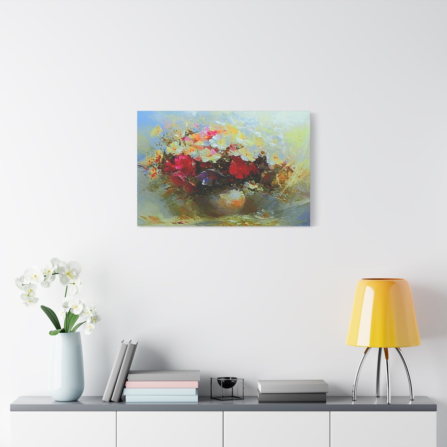 Morning Delight Bouquet Art Print On Stretched Canvas, Floral Wall Art