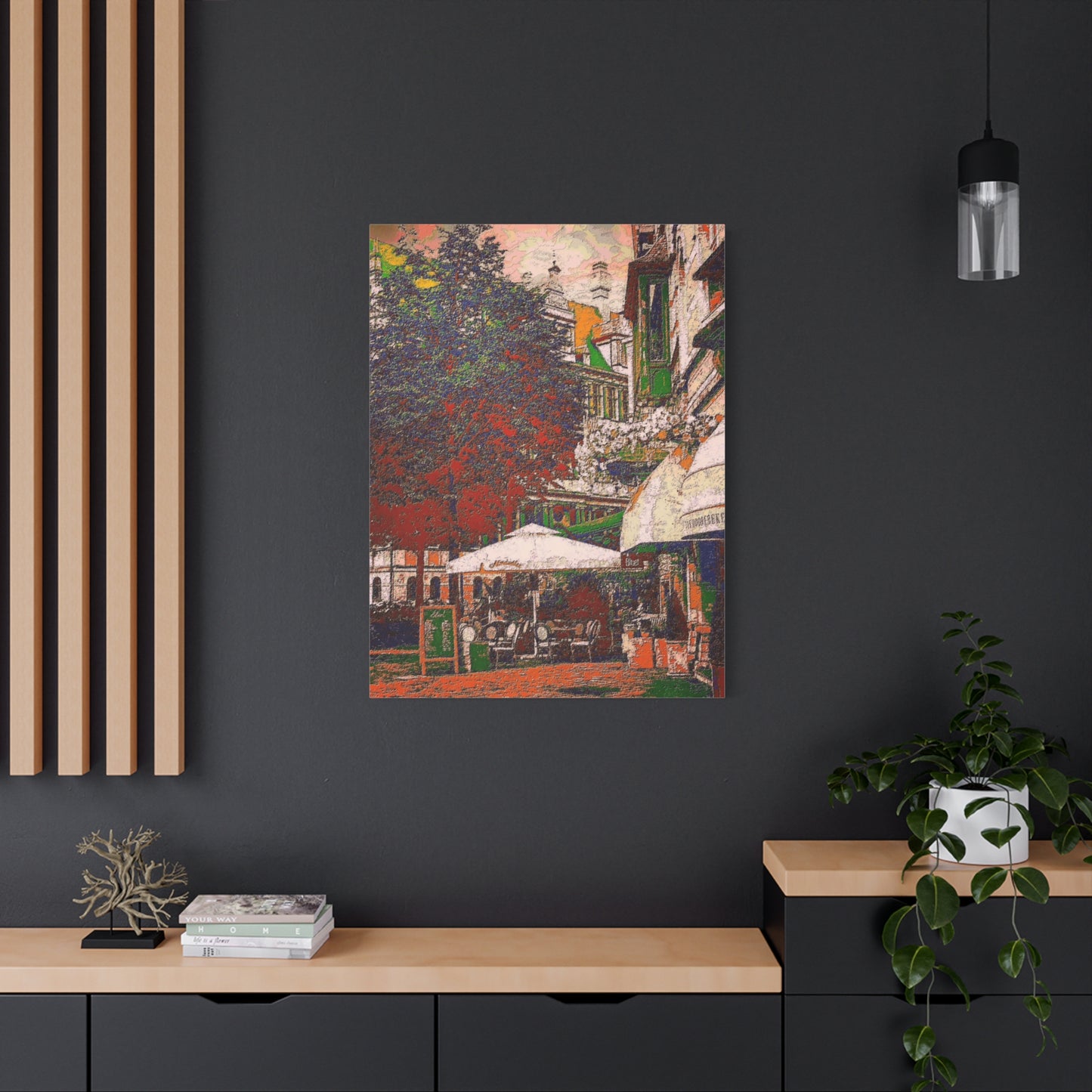 Europe Cityscape Art Print Ghent Belgium Stretched Canvas White Orange Green