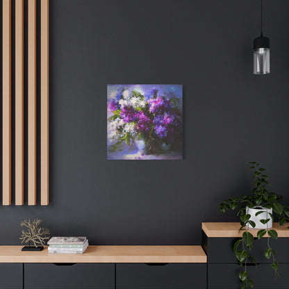 Giant Lilacs Floral Bouquet Art Print Stretched Canvas Purple Wall Décor