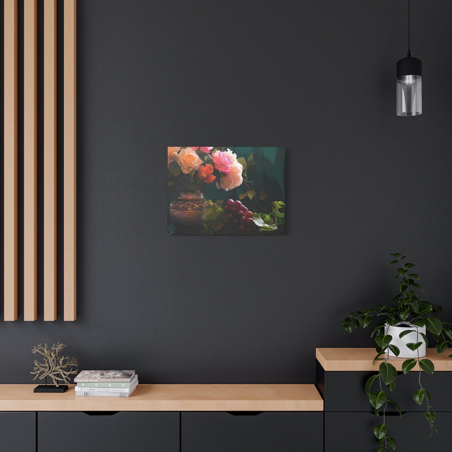 Roses Bouquet Flower Canvas Wall Art Abstract Pink Yellow Green