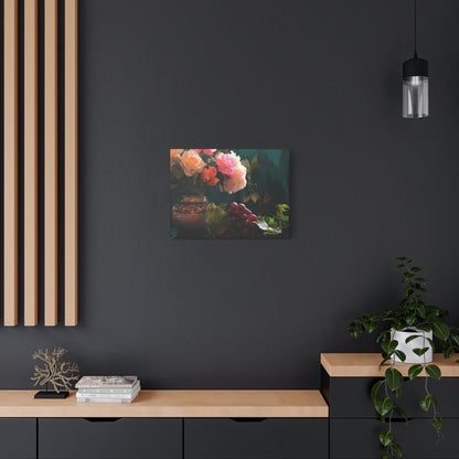 Roses Bouquet Flower Canvas Wall Art Abstract Pink Yellow Green