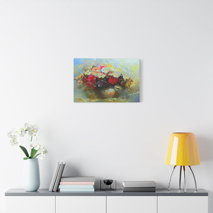 Morning Delight Bouquet Art Print On Stretched Canvas, Floral Wall Art