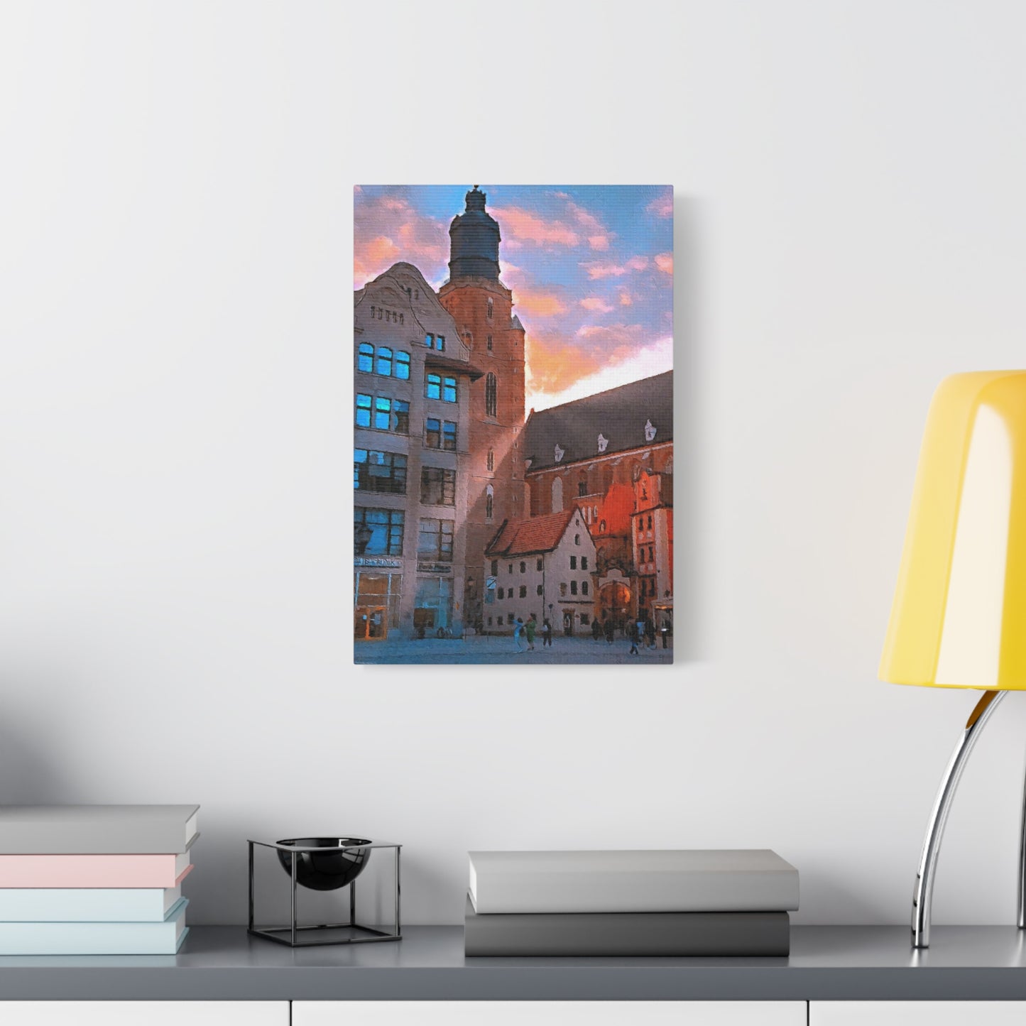 European Cityscape Art Print Stretched Canvas Wall Decor Wroclaw Poland Sky