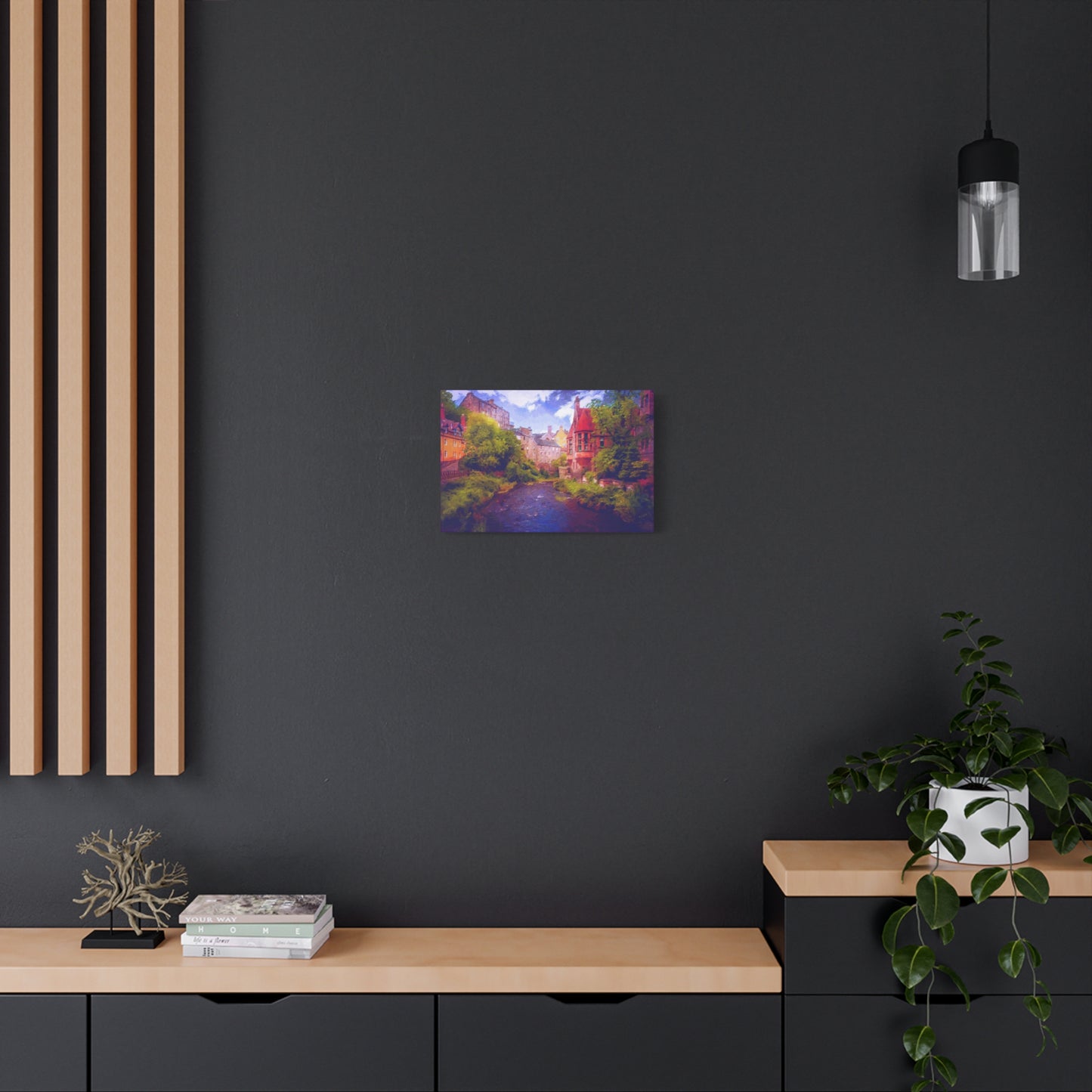 Evening in Edinburgh Scotland  European Cityscape Art Print Stretched Canvas Wall Décor