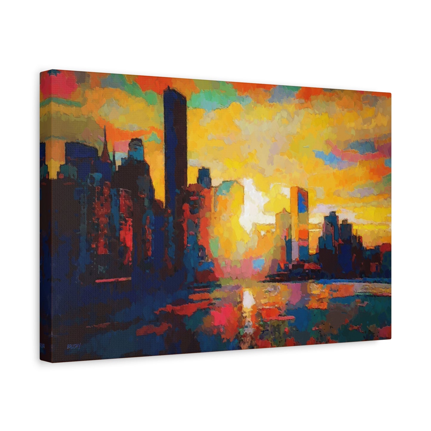 Sunset In A City Art Print, Cityscape Wall Decor