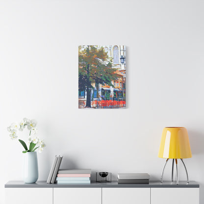 European Landscape Art Print Canvas Stretched Wall Decor Abstract Red Green