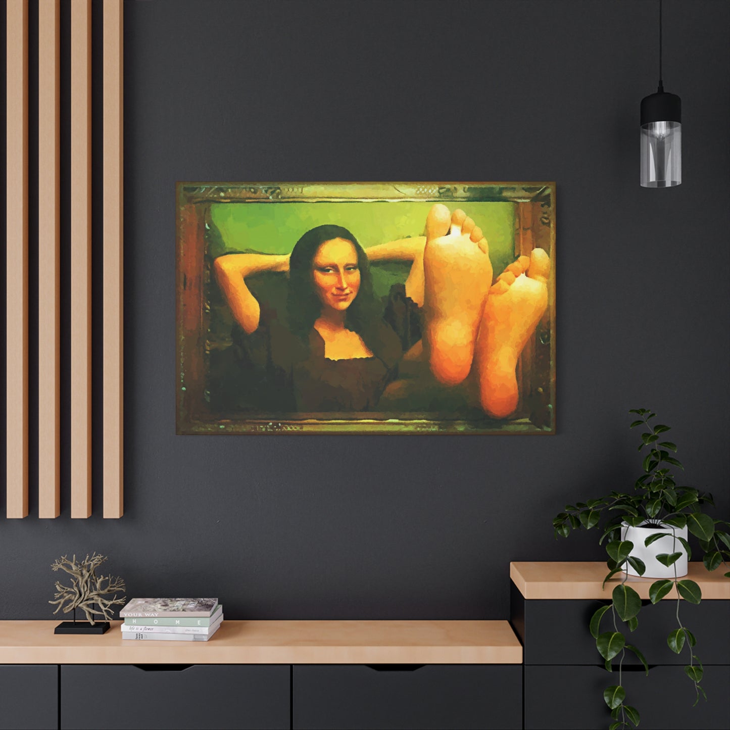 Mona Lisa Funny Wall Art Stretched Canvas da Vinci Abstract Wall Art