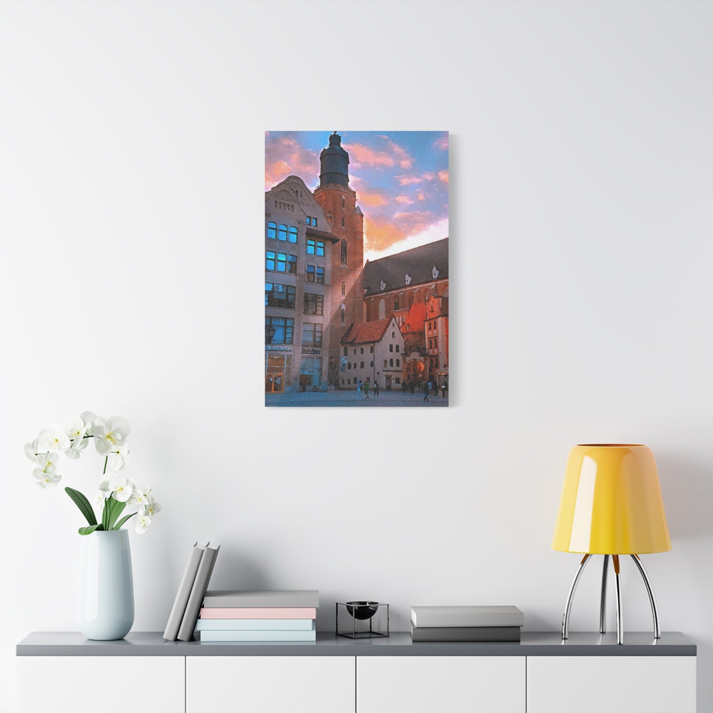 European Cityscape Art Print Stretched Canvas Wall Decor Wroclaw Poland Sky