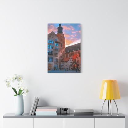 European Cityscape Art Print Stretched Canvas Wall Decor Wroclaw Poland Sky
