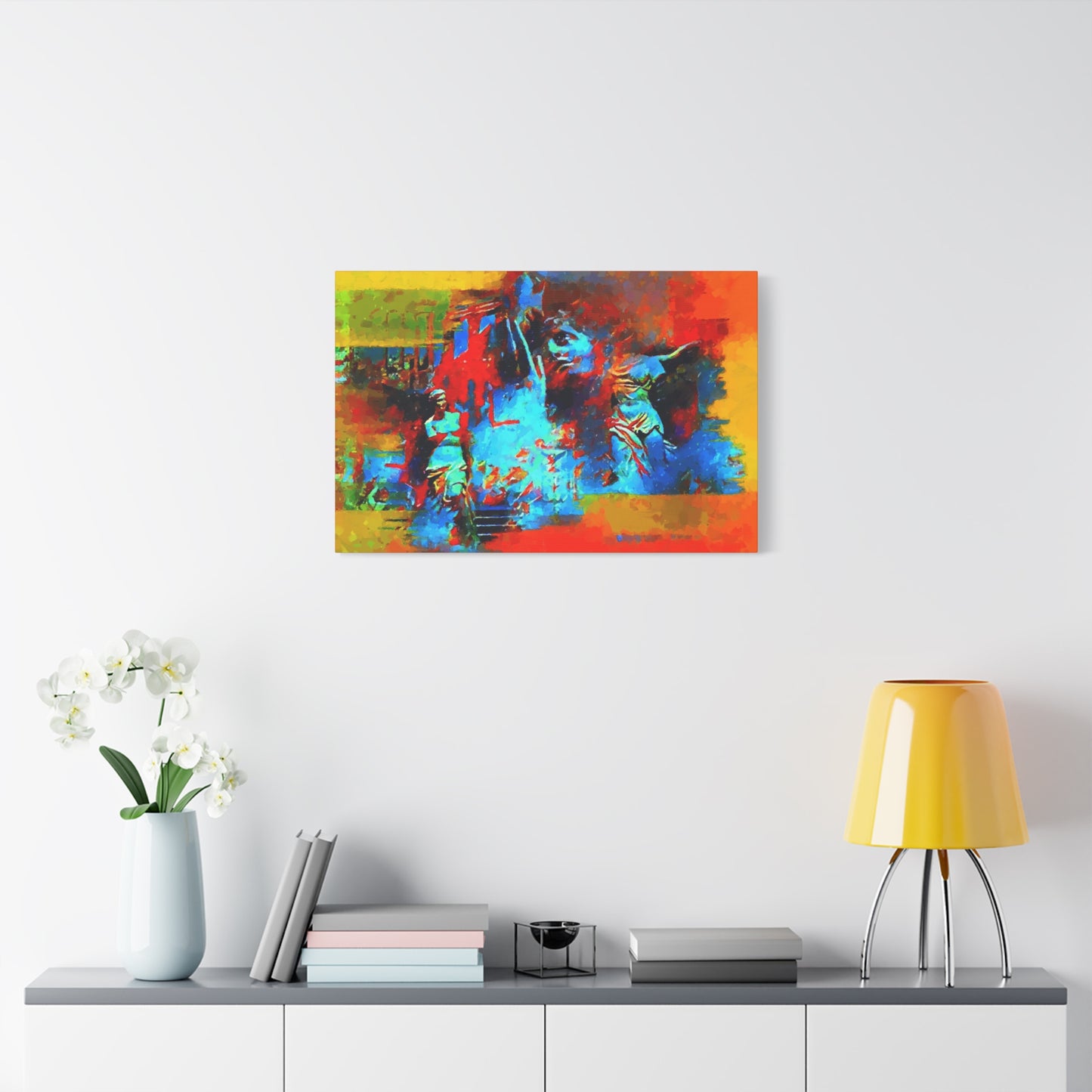 Ancient Chaos Art Print On Stretched Canvas Wall Decor Blue Orange Yellow