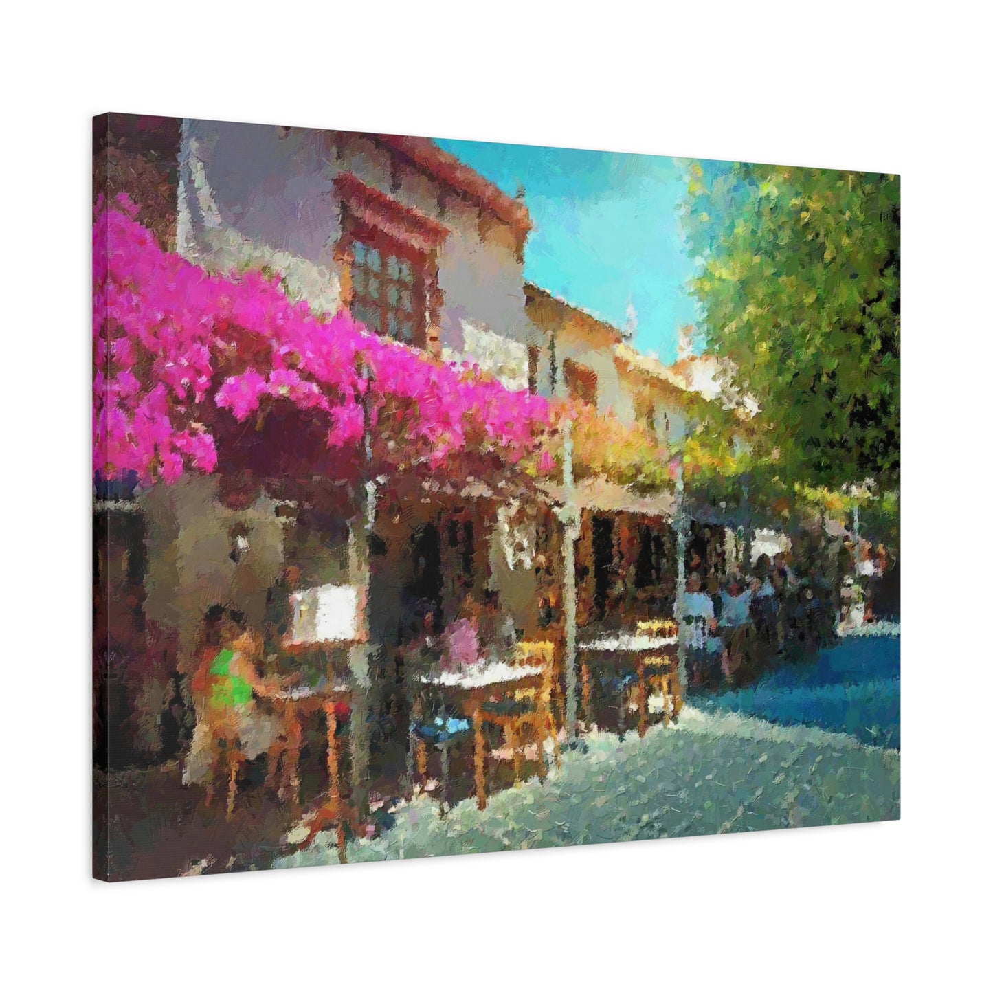 Summer in Cyprus Art Print Stretched Canvas Wall Decor Abstract Green Pink