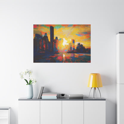 Sunset In A City Art Print, Cityscape Wall Decor