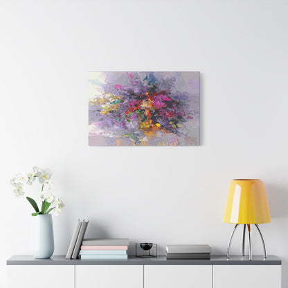 Colorful Flower Bouquet Canvas Wall Art Abstract Spring Purple Pink Yellow