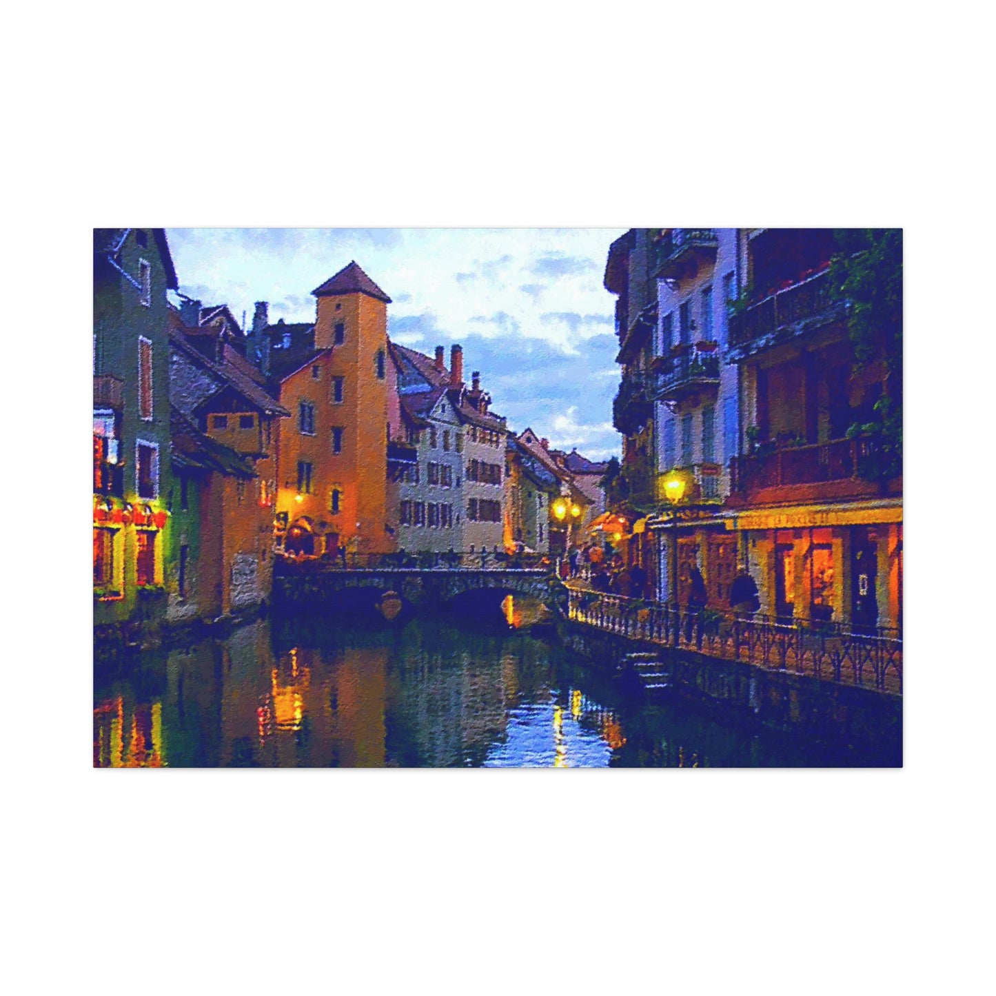 European Landscape Canvas Wall Art Annecy France Dawn Evening River