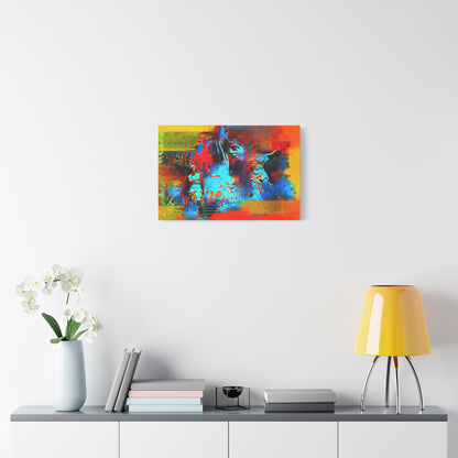 Ancient Chaos Art Print On Stretched Canvas Wall Decor Blue Orange Yellow