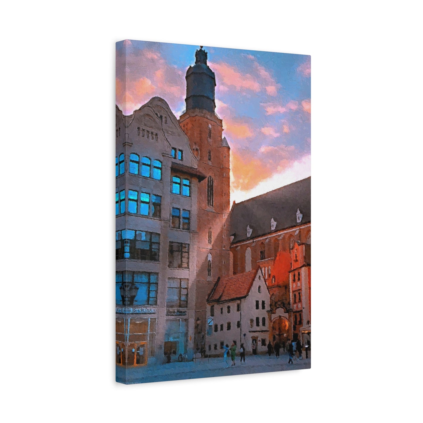 European Cityscape Art Print Stretched Canvas Wall Decor Wroclaw Poland Sky