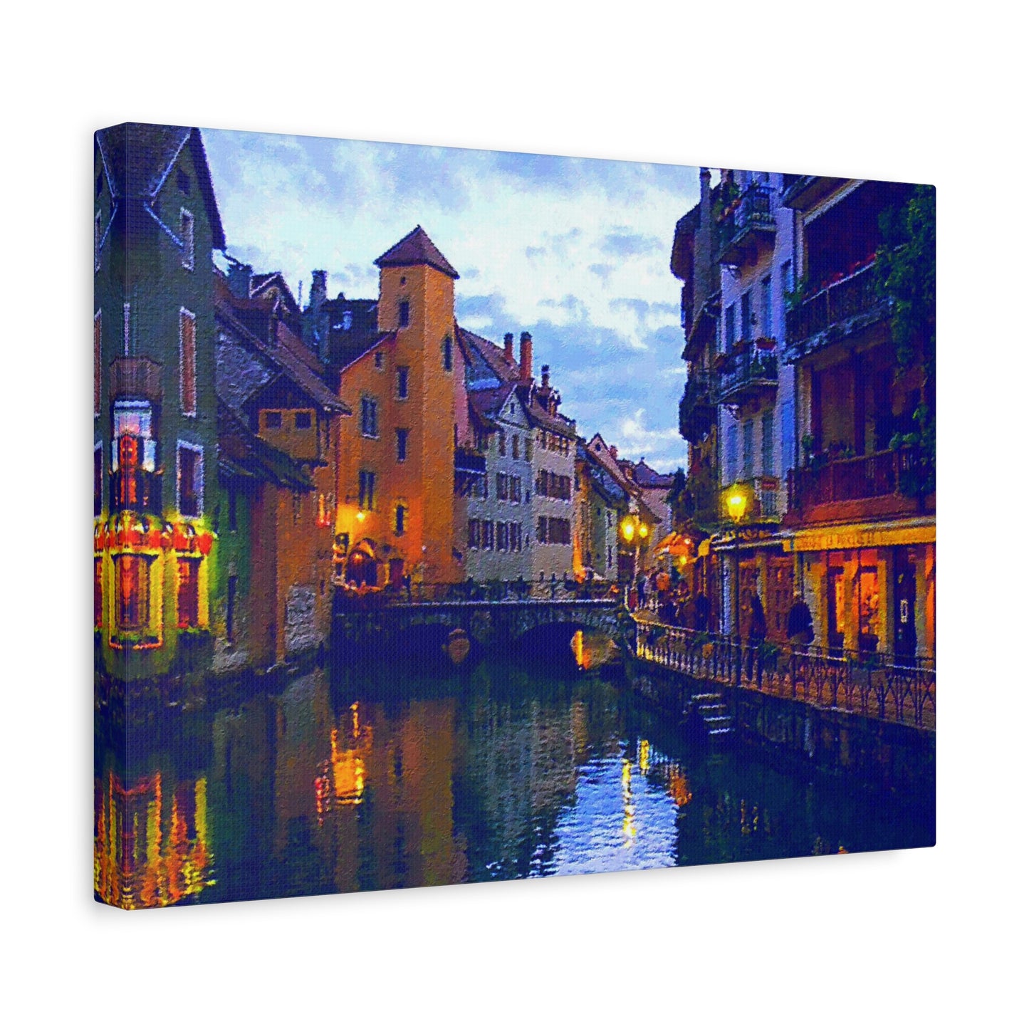 European Landscape Canvas Wall Art Annecy France Dawn Evening River