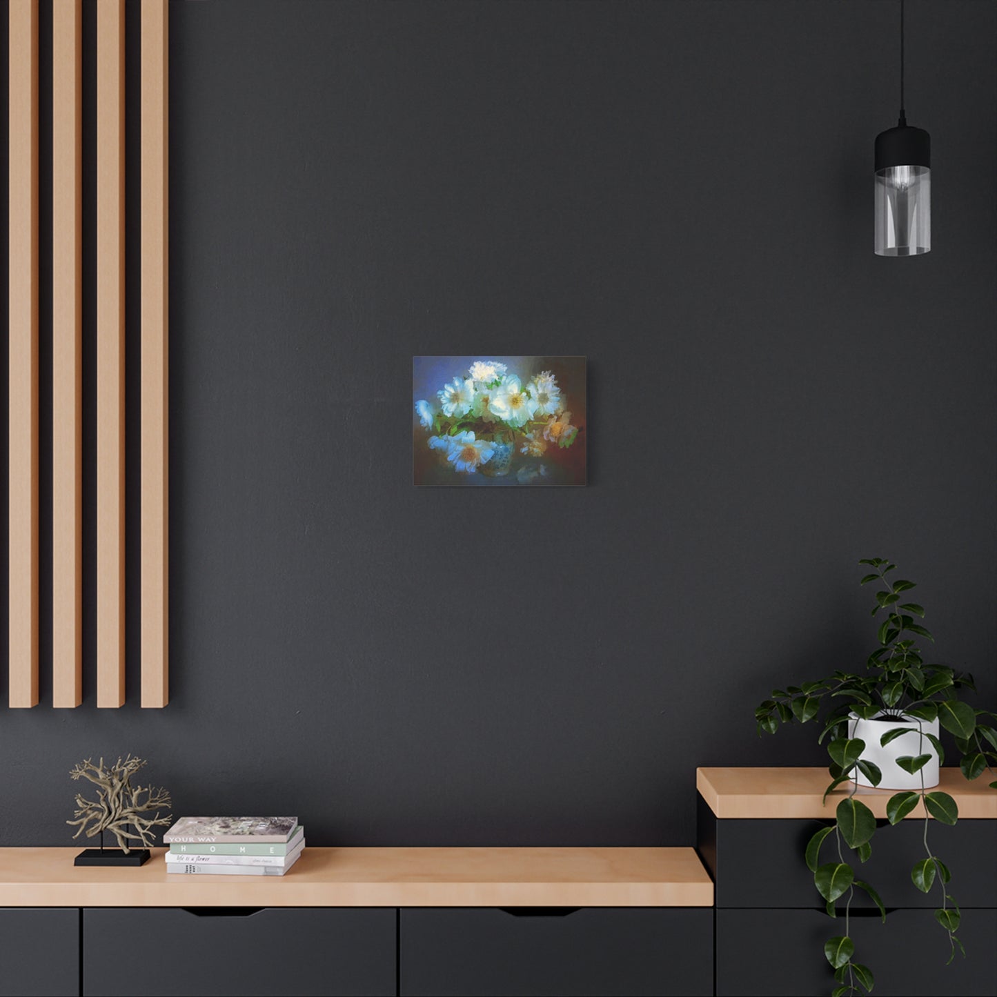White Flowers Canvas Wall Art Abstract Painting