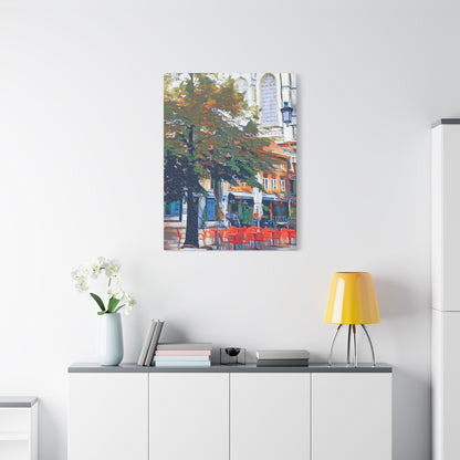 European Landscape Art Print Canvas Stretched Wall Decor Abstract Red Green
