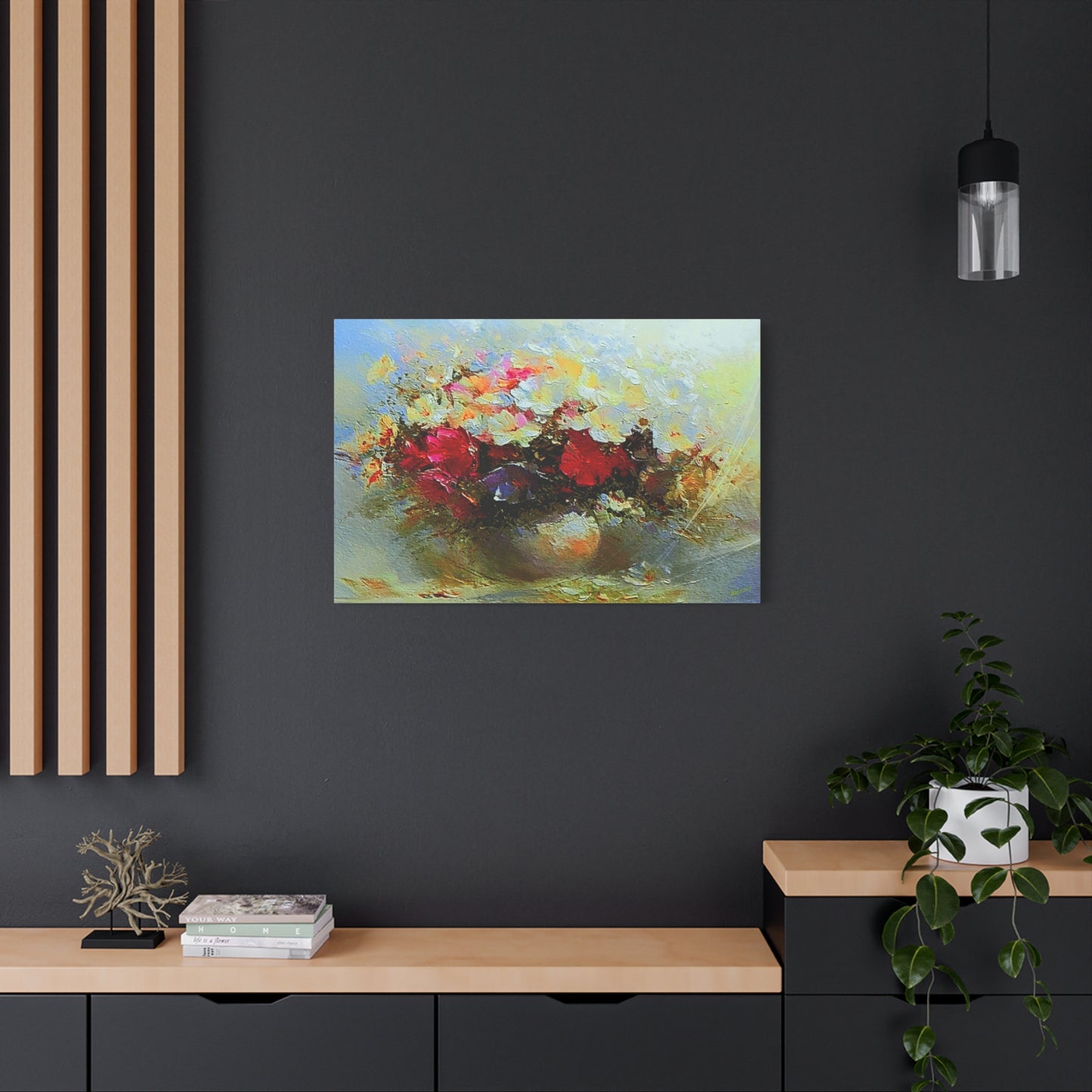 Morning Delight Bouquet Art Print On Stretched Canvas, Floral Wall Art