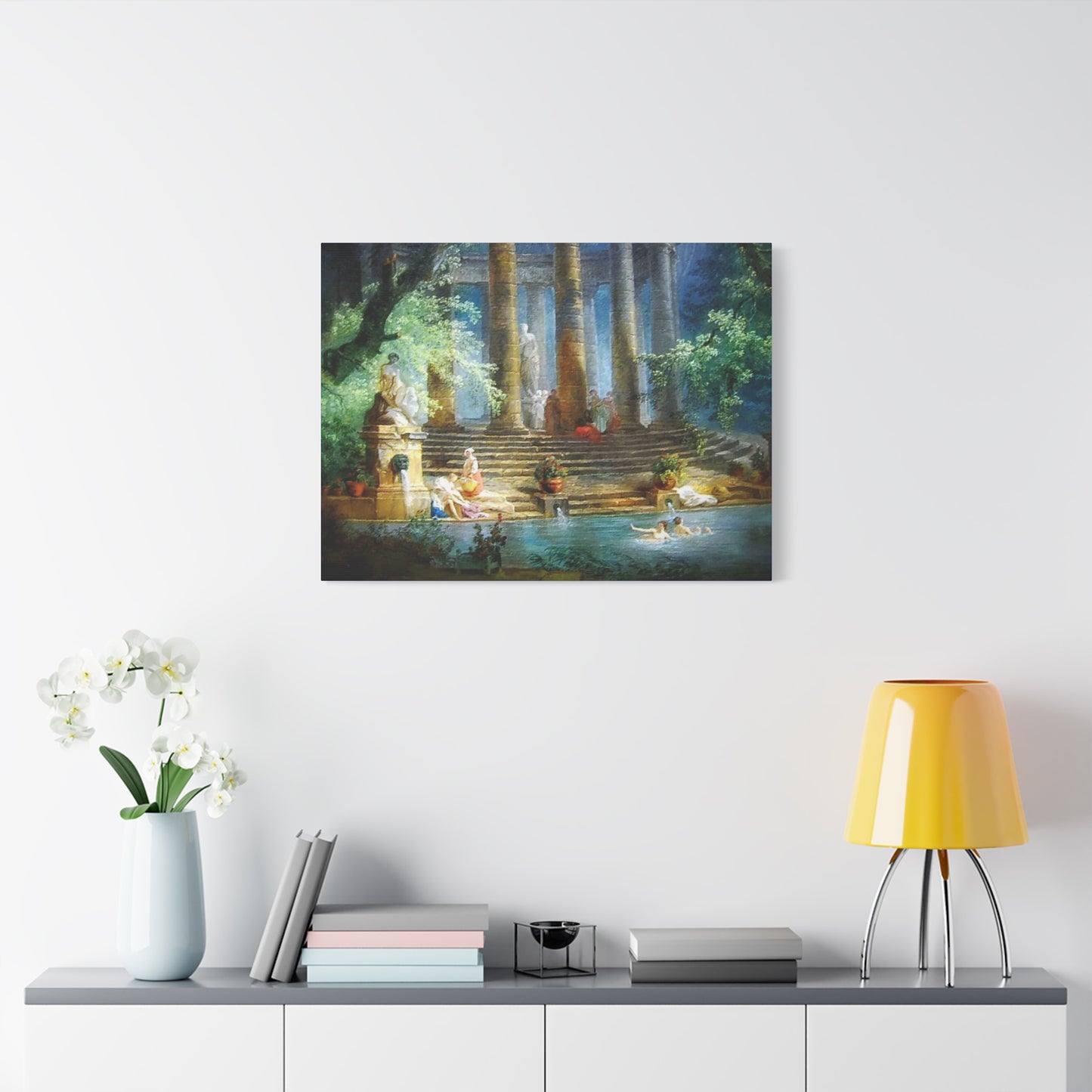 Hubert Robert Reproduction Of The Bathing Pool Art print, Classic Art Wall Décor