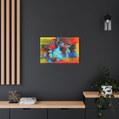 Ancient Chaos Art Print On Stretched Canvas Wall Decor Blue Orange Yellow