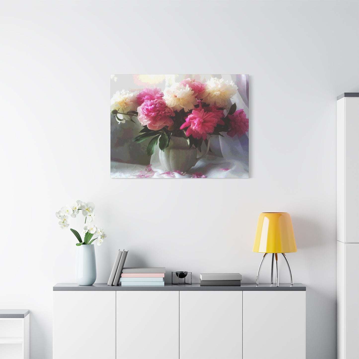 Peonies Bouquet Flower Canvas Wall Art Home Décor White Pink Abstract Art