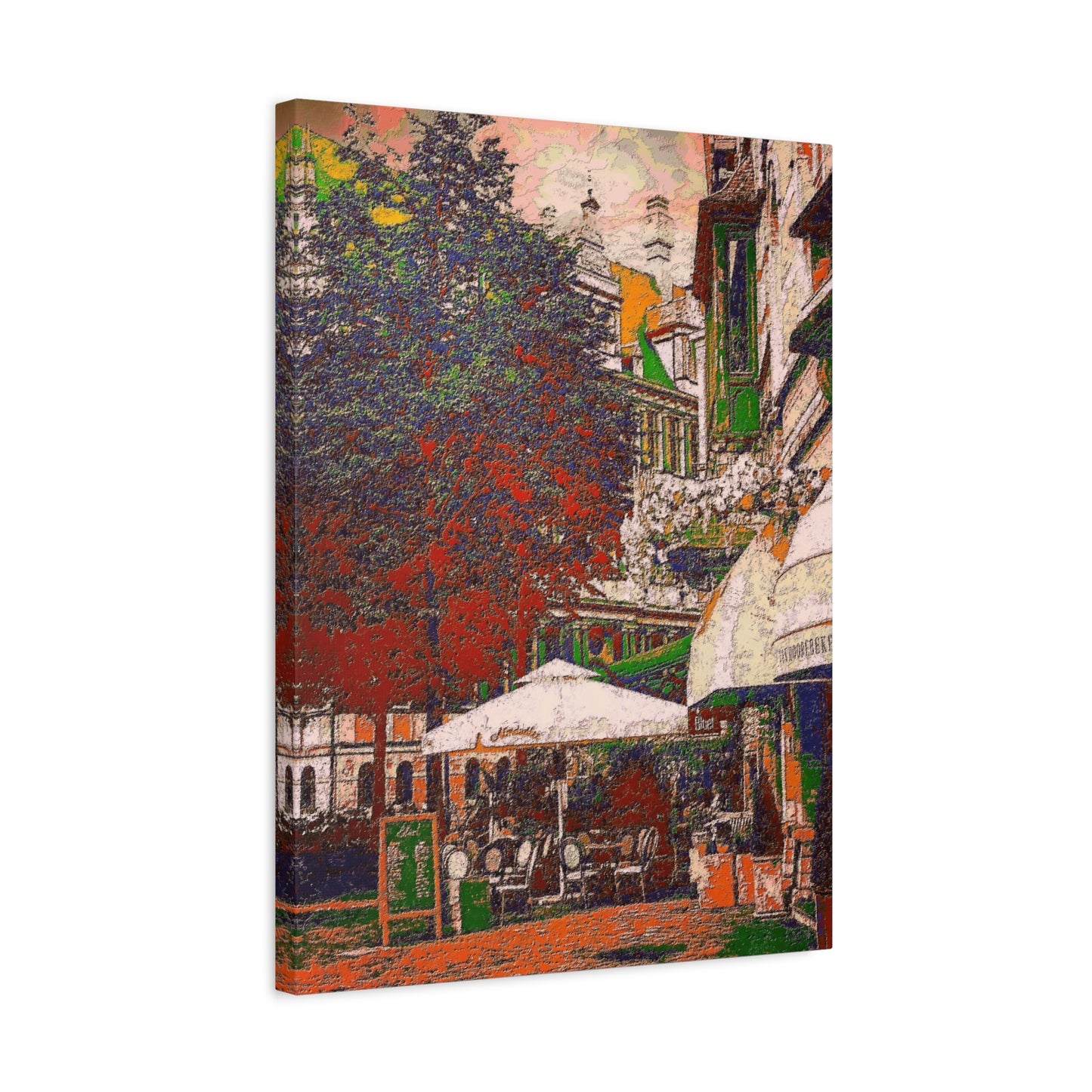 Europe Cityscape Art Print Ghent Belgium Stretched Canvas White Orange Green