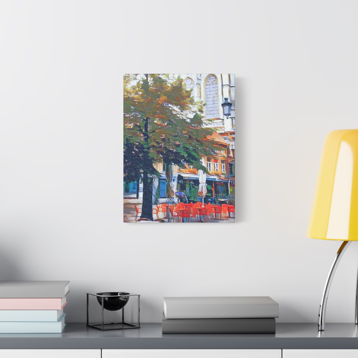 European Landscape Art Print Canvas Stretched Wall Decor Abstract Red Green