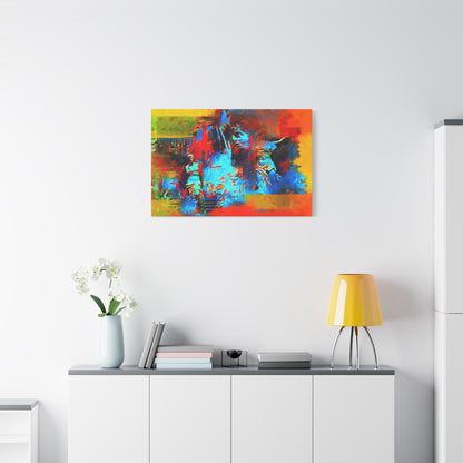 Ancient Chaos Art Print On Stretched Canvas Wall Decor Blue Orange Yellow