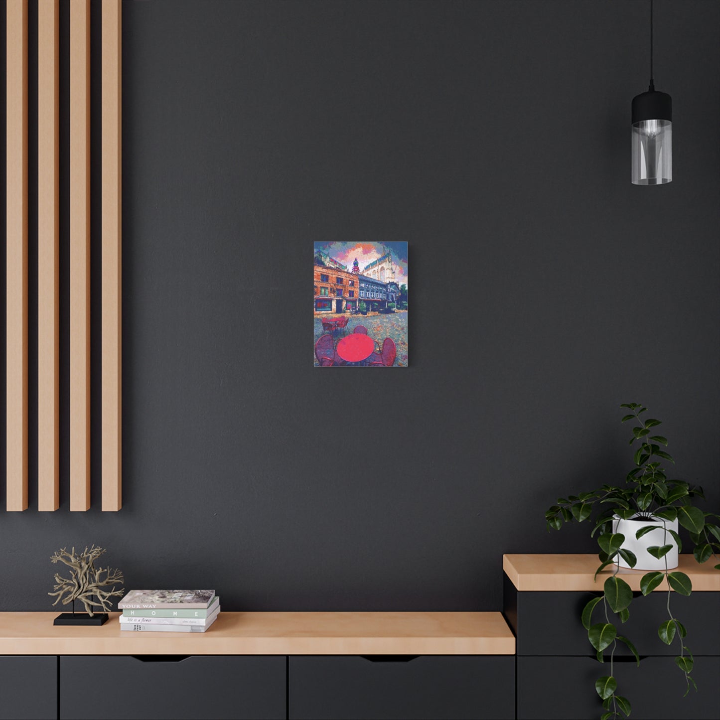 Urban Landscape Canvas Wall Art Europe Antwerp Belgium Abstract Red Grey Blue