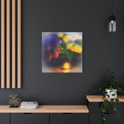 Lilacs Bouquet Illuminated By A Candle Art Print, Purple, Yellow, Gold Wall Décor