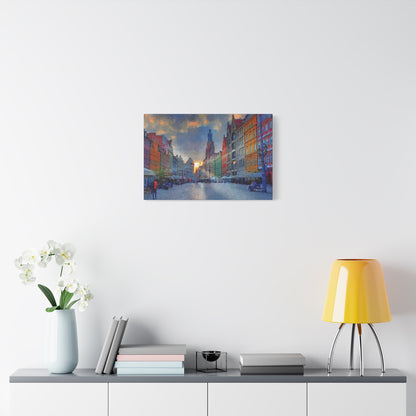 Europe cityscape Art Print Stretched Canvas Wall Art Abstract Wroclaw Poland Sunset