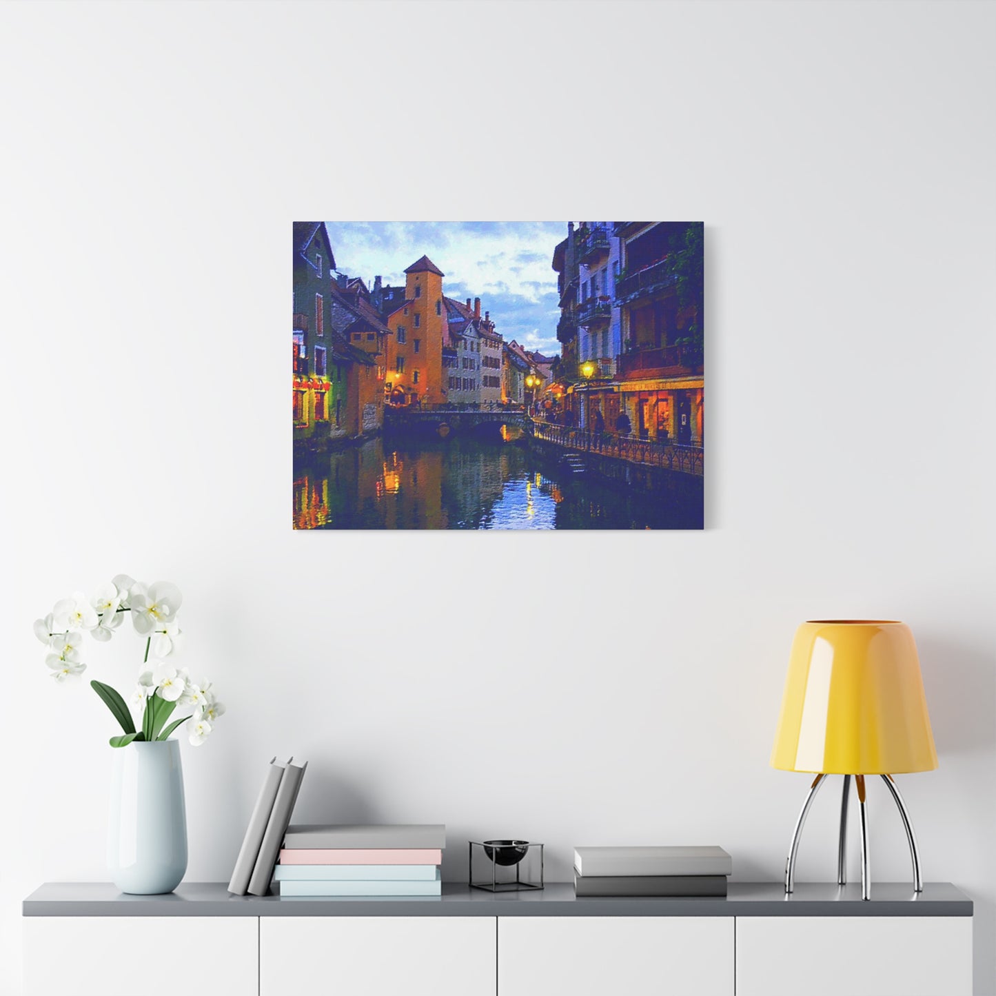 European Landscape Canvas Wall Art Annecy France Dawn Evening River