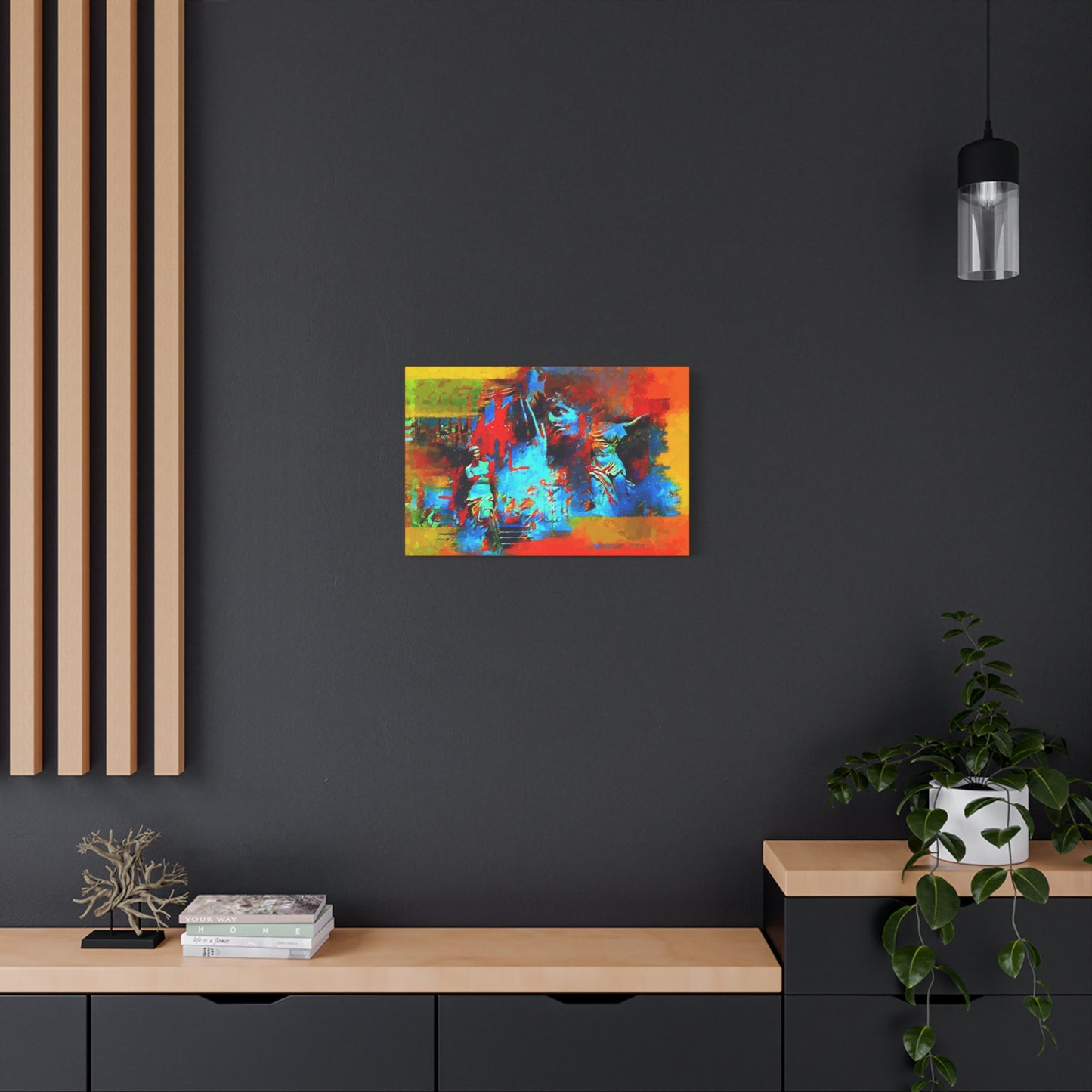 Ancient Chaos Art Print On Stretched Canvas Wall Decor Blue Orange Yellow