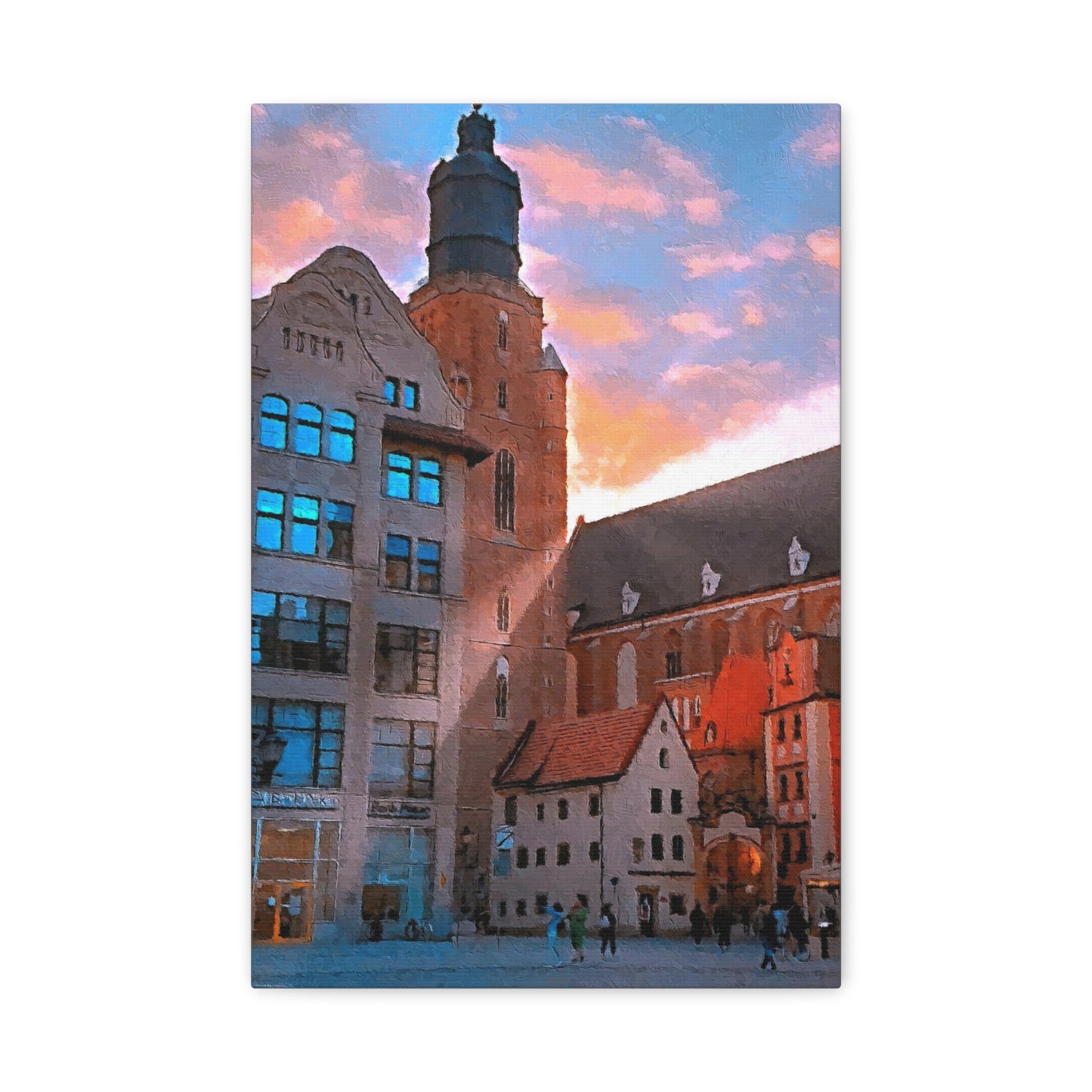 European Cityscape Art Print Stretched Canvas Wall Decor Wroclaw Poland Sky