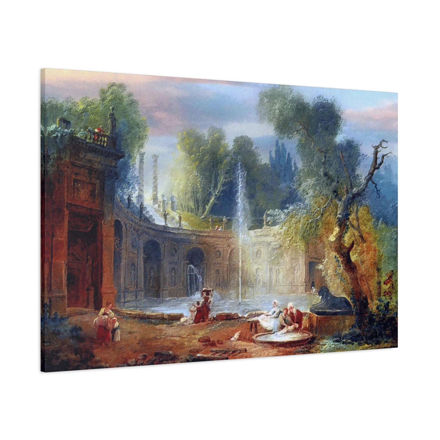 Hubert Robert Replica of The Teatro Delle Acque in the Garden of the Villa Aldobrandini Art Print, Classic Wall Decor