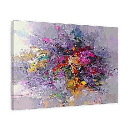 Colorful Flower Bouquet Canvas Wall Art Abstract Spring Purple Pink Yellow