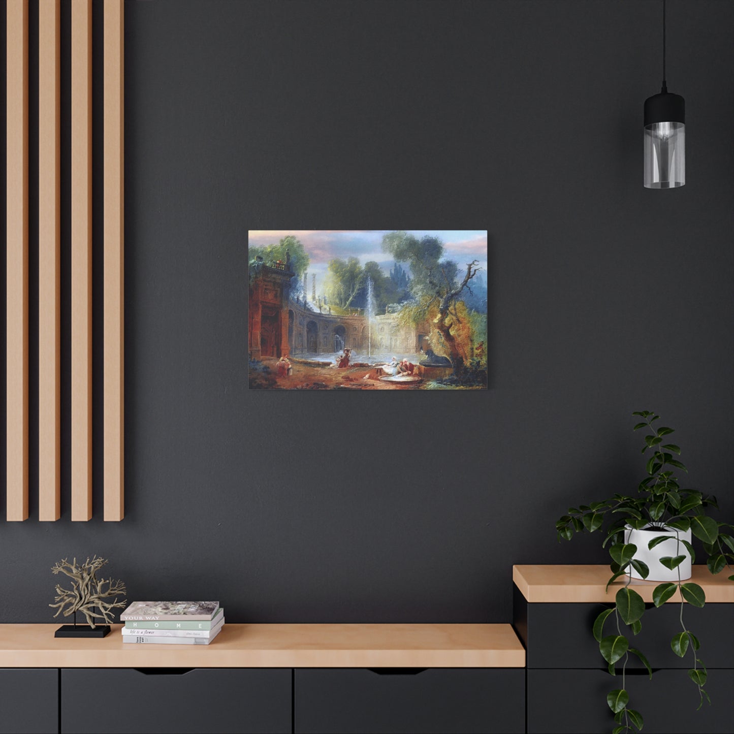 Hubert Robert Replica of The Teatro Delle Acque in the Garden of the Villa Aldobrandini Art Print, Classic Wall Decor