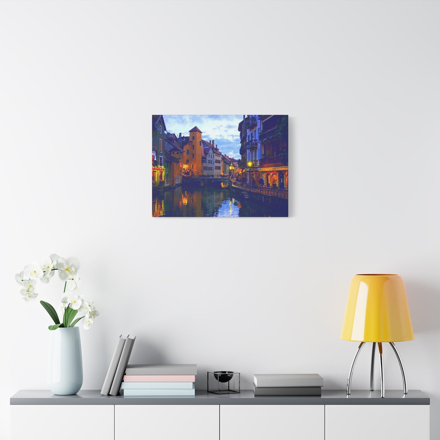 European Landscape Canvas Wall Art Annecy France Dawn Evening River