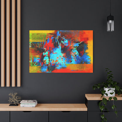 Ancient Chaos Art Print On Stretched Canvas Wall Decor Blue Orange Yellow