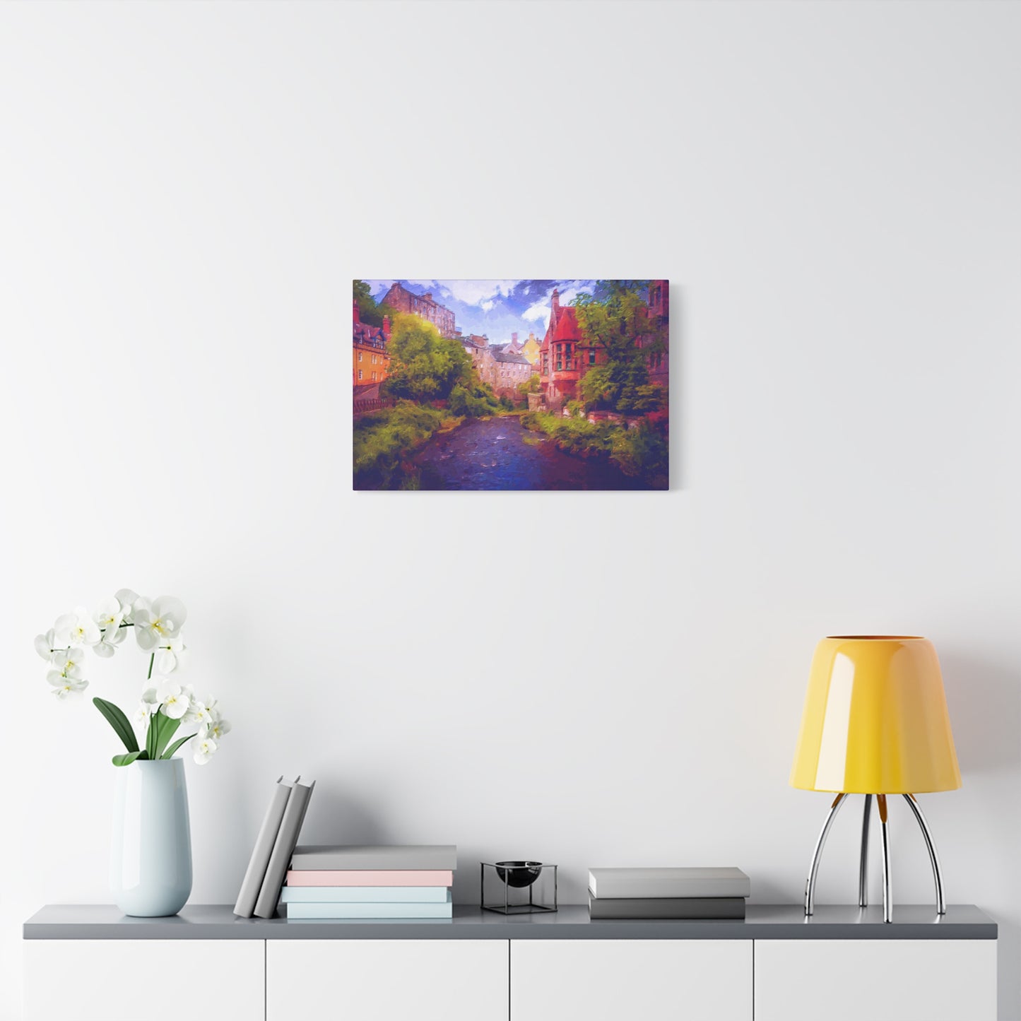 Evening in Edinburgh Scotland  European Cityscape Art Print Stretched Canvas Wall Décor